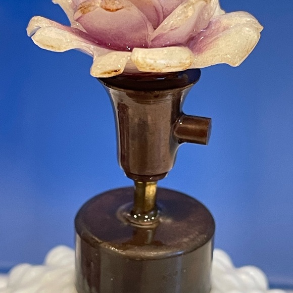 Vintage I. W. Rice & Co. Set 2 Perfume Bottle Hobnail Milk & Purple Glass Japan - Picture 9 of 15